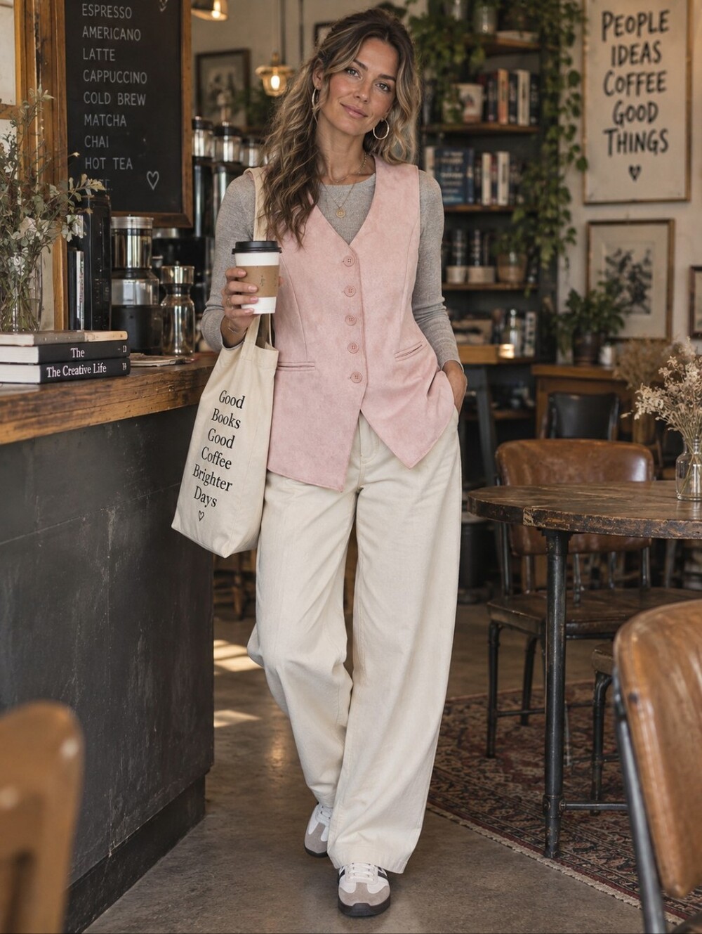 Blush Pink Faux Suede Longline Vest Romantic Boho M